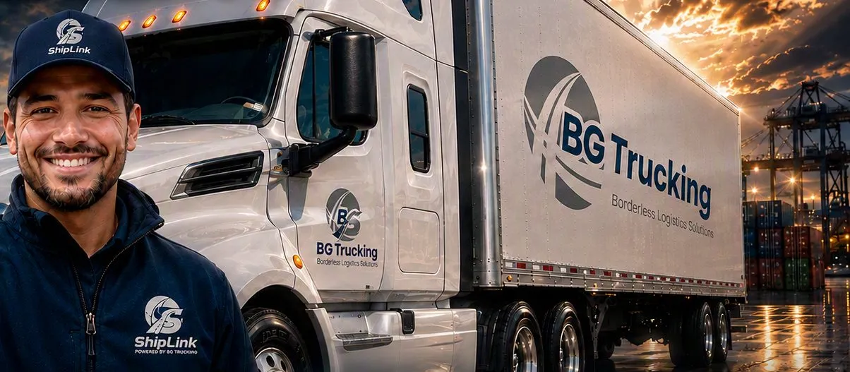 ShipLink tractor-trailers staged at the border yard